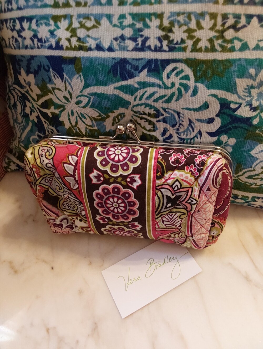 Rare Vera Bradley 2010 Kisslock Clutch, Very Berry Quilted Cotton Bag